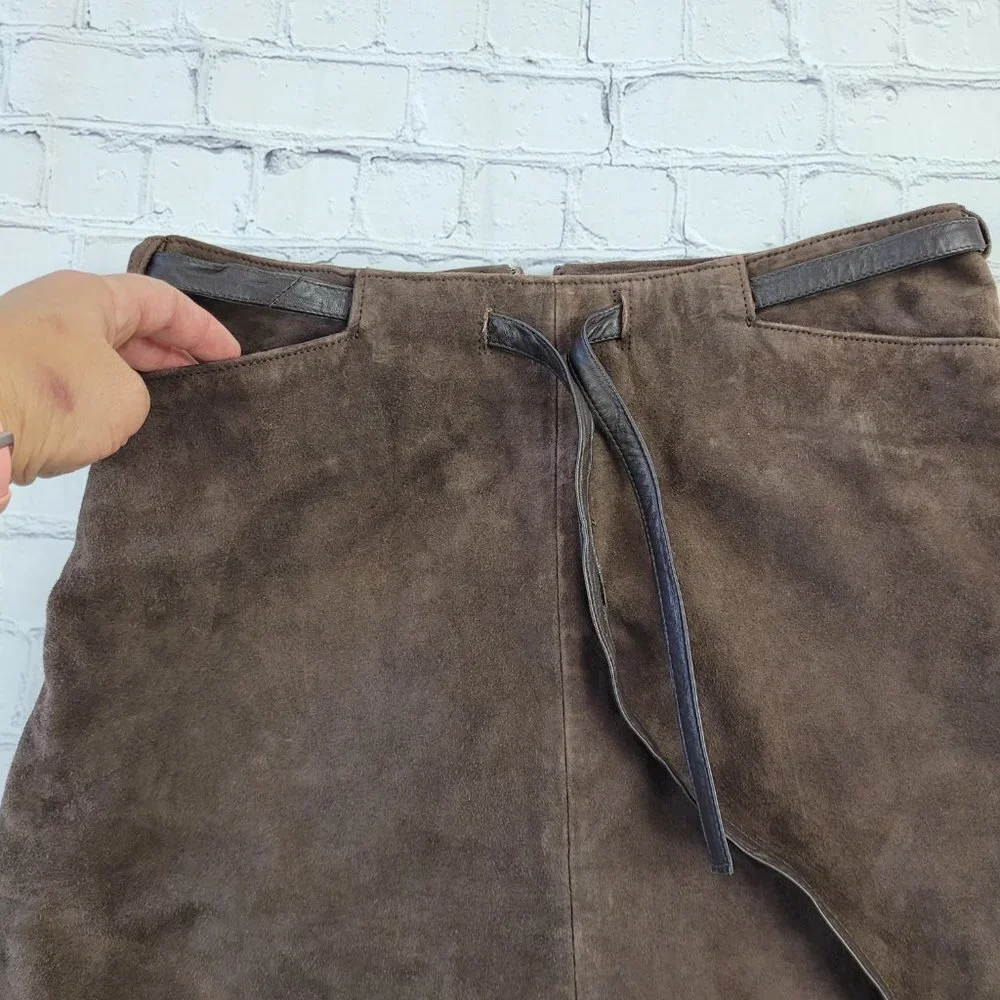 INC International Concept Woman’s brown genuine suede leather skirt size 6 - Picture 12 of 13